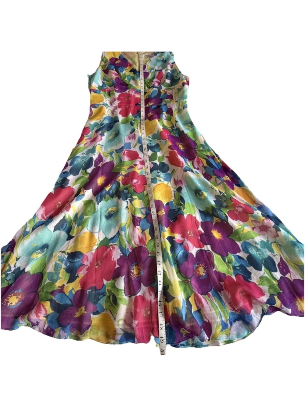 Coldwater Creek Dress Womens 16  Floral Chiffon Maxi Babydoll Fit & Flare Church - Picture 2 of 9